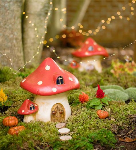 Miniature Fairy Garden Ceramic Mushroom House | PlowHearth