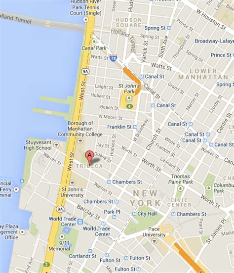 Tribeca Map | Map, Varick, St john