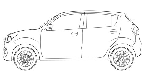 small size hatchback car vector, simple car outline vector illustration ...