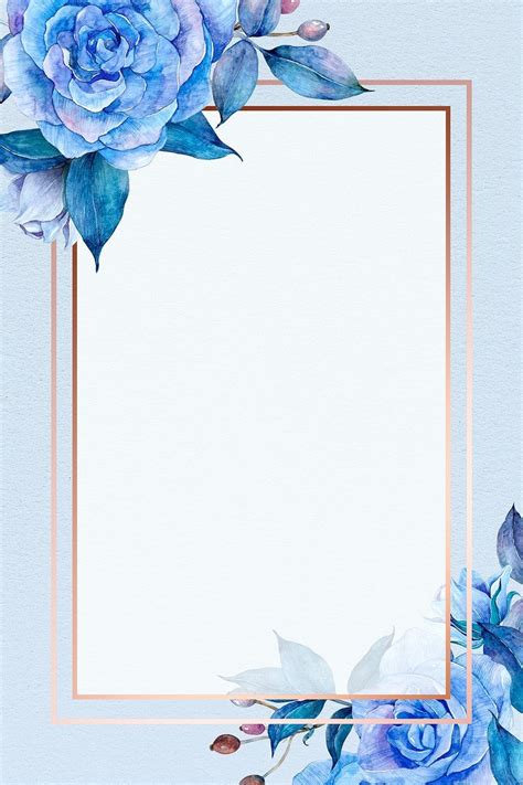 Blue floral gold frame design space | premium image by rawpixel.com / Boom | Flower graphic ...