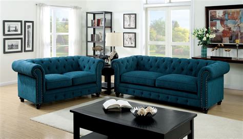 Stanford Dark Teal Fabric Living Room Set | Cheap living room furniture, Sofa set, Cheap living ...