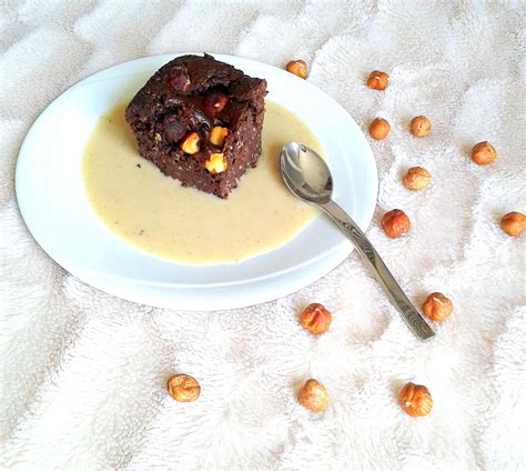 Brownie chocolat noisettes & Crème anglaise (vegan, sans gluten) - Laura Healthy Vegan