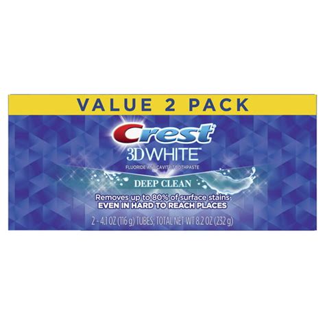 Crest 3D White Whitening Toothpaste, Deep Clean, 4.1 oz, 2 Pack - Walmart.com - Walmart.com