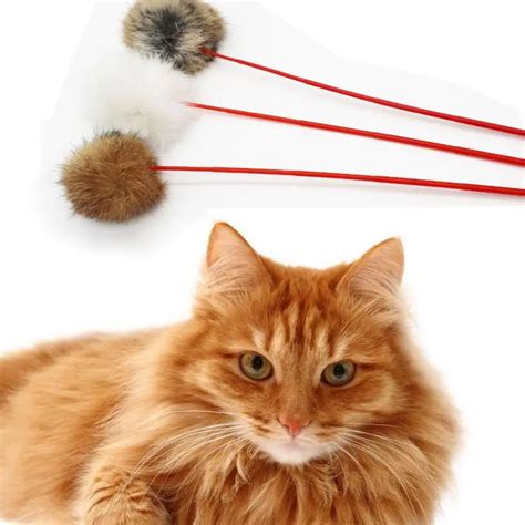 Pet Cat feathers Toy Rabbit Hair Fun Cats Pet Kitten Jump Help Fun Cat Toys Tease Sticks 2AU3-in ...