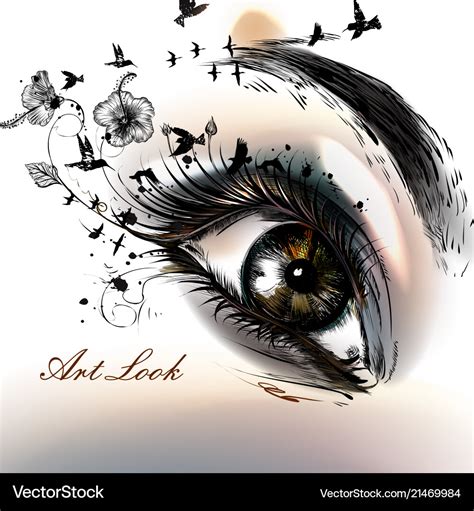 Fashion with hand drawn female eye beautiful art Vector Image