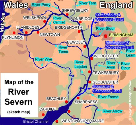 Map of the River Severn and tributaries