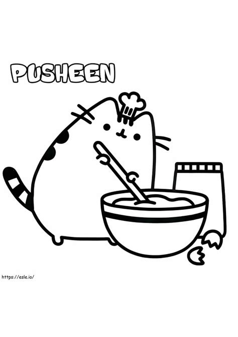 Chefkoch Pusheen backt Kuchen ausmalbilder