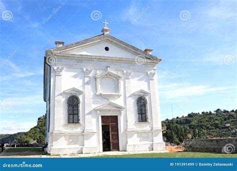 Piran, Slovenia, September 24, 2019: the Facade of the Church, the ...