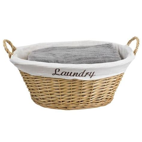 Home Basics Wicker Laundry Basket with Liner, Natural at Lowes.com