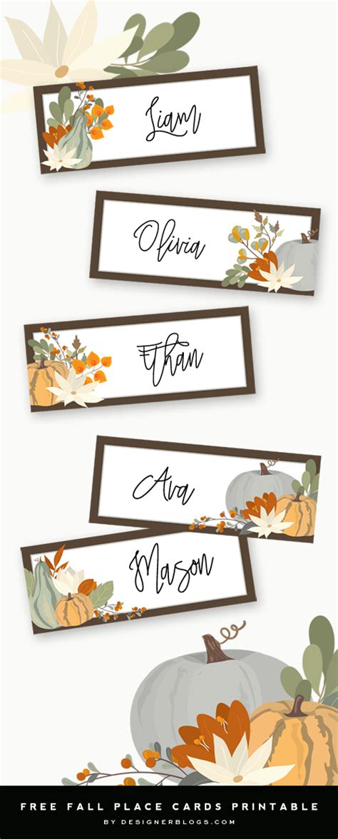 Thanksgiving Place Cards Printable - Designer Blogs