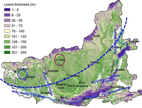 Map of loess thickness distribution across the region | Download Scientific Diagram