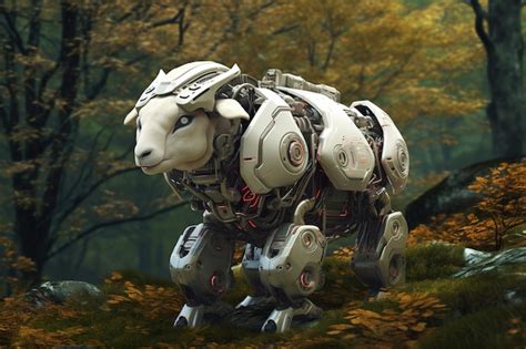 Premium AI Image | Image of sheep gundam robot technology an ectronic in the forest Farm animals ...