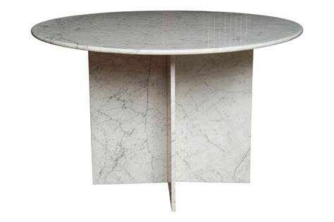 Round Carrara Marble Pedestal Dining Table | Chairish