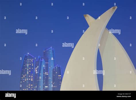 Emirate Towers at night, Abu Dhabi, United Arab Emirates, Middle East ...