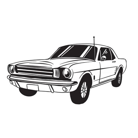 Vintage car classic art black and white vector 2815400 Vector Art at ...