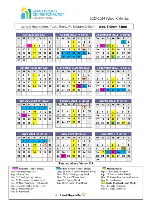 School Calendar | Sarah Dooley Center for Autism | Richmond VA