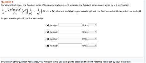 Solved For atomic hydrogen, the Paschen series of lines | Chegg.com