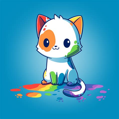 Rainbow cat Wallpaper 4K, Blue background, Cute Cat, 5K, 8K