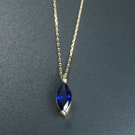 Gold sapphire necklace Sapphire solitaire necklace Dainty