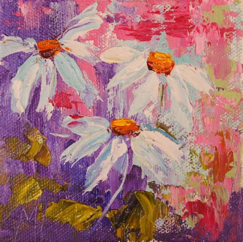 Marion's Floral Art Blog: Painting small, Daisy Trio Miniature Treasure oil painting