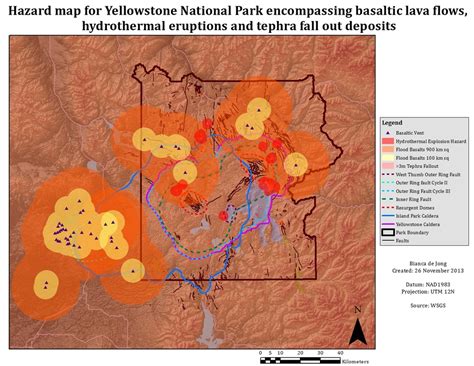 Maps - Volcanic Hazard Map of Yellowstone National Park