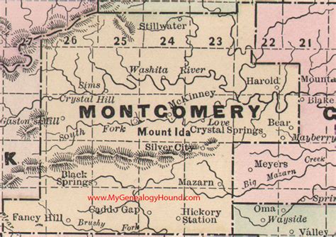 Montgomery County, Arkansas 1889 Map