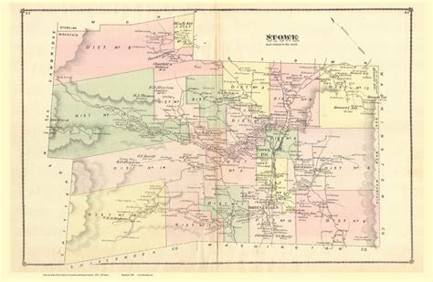 Stowe, Vermont 1878 Old Town Map Reprint - Lamoille Co. - OLD MAPS