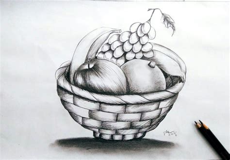 ART ERA,, fruits basket with pencil sketch., For beginners. | Sketches ...