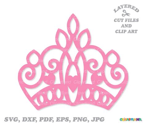 INSTANT Download. Pink Princess Crown Template Silhouette Cut Files and Clip Art. Commercial ...