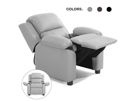 Deluxe Padded Kids Sofa Armchair Recliner Headrest Children w/ Storage Arms Gray | StackSocial