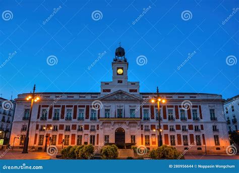 Madrid Spain, Night at Puerta Del Sol Stock Photo - Image of europe ...