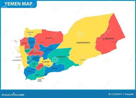 The Detailed Map Of Yemen With Regions Or States And Cities, Capital ...