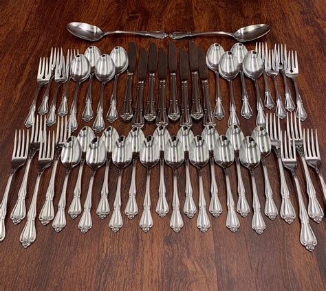 Oneida Rose Stainless Flatware set, Service for 8, Arbor Rose Vintage Silverware set, Rose ...