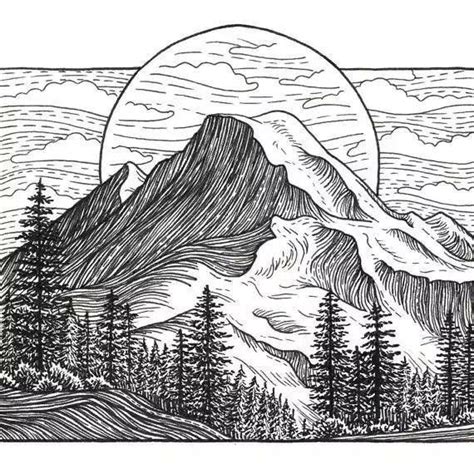 Aesthetic Sharer ZHR on Twitter | Mountain drawing, Ink pen drawings, Art sketchbook