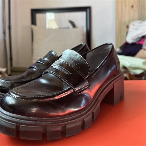 Crown Vintage Penny loafers in black Lug sole... - Depop