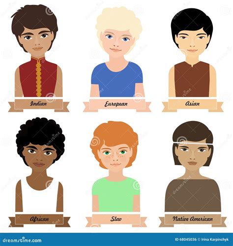 Different Ethnic Group Children, Boys. Colorful Vector Illustration | CartoonDealer.com #68045036