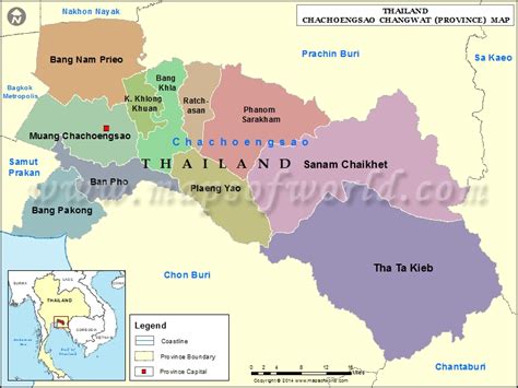 Chachoengsao Map | Map of Chachoengsao Province, Thailand