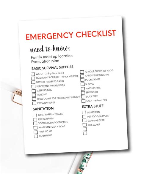 Printable Emergency Supplies List from 30daysblog