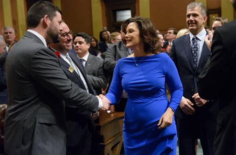 Here is Gretchen Whitmer in a blue dress and the dress looks perfect on ...