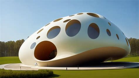 Premium AI Image | Egg shaped museum with a biomorphic design