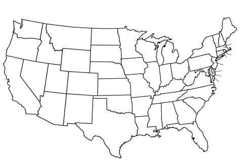 Blank Printable US Map with States & Cities