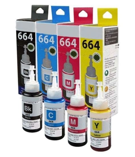 Endeavour Epson 664 Refill Multicolor Pack of 4 Ink bottle for Epson L130 L220 L310 L360 L365 ...