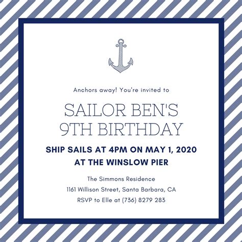 Free, printable custom nautical invitation templates | Canva