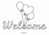Welcome Word With Balloons  Coloring Page sketch template