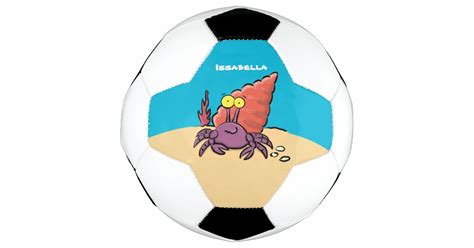 Funny cute purple cartoon hermit crab soccer ball | Zazzle