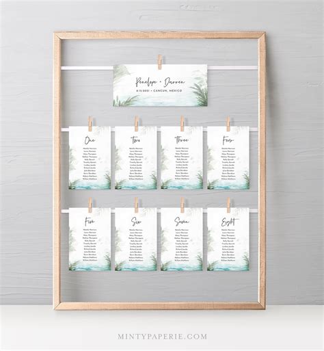 Beach Seating Chart Template Destination Wedding Seating | Etsy