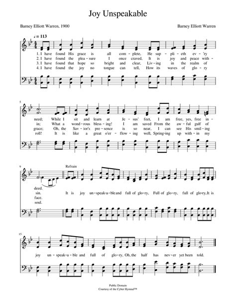 Joy unspeakable - Barney E. Warren Sheet music for Piano (Piano Duo) | Musescore.com