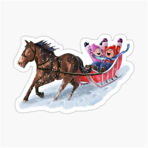 "One Horse Open Sleigh" Sticker for Sale by TheArtCave | Redbubble