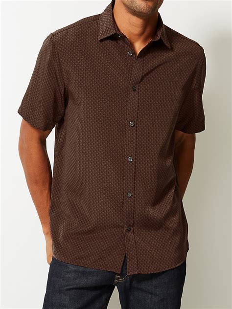 Marks and Spencer - - M&5 BROWN Mens Pure Cotton Geo Print Short Sleeve ...