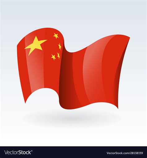 3d waving flag china isolated on white Royalty Free Vector